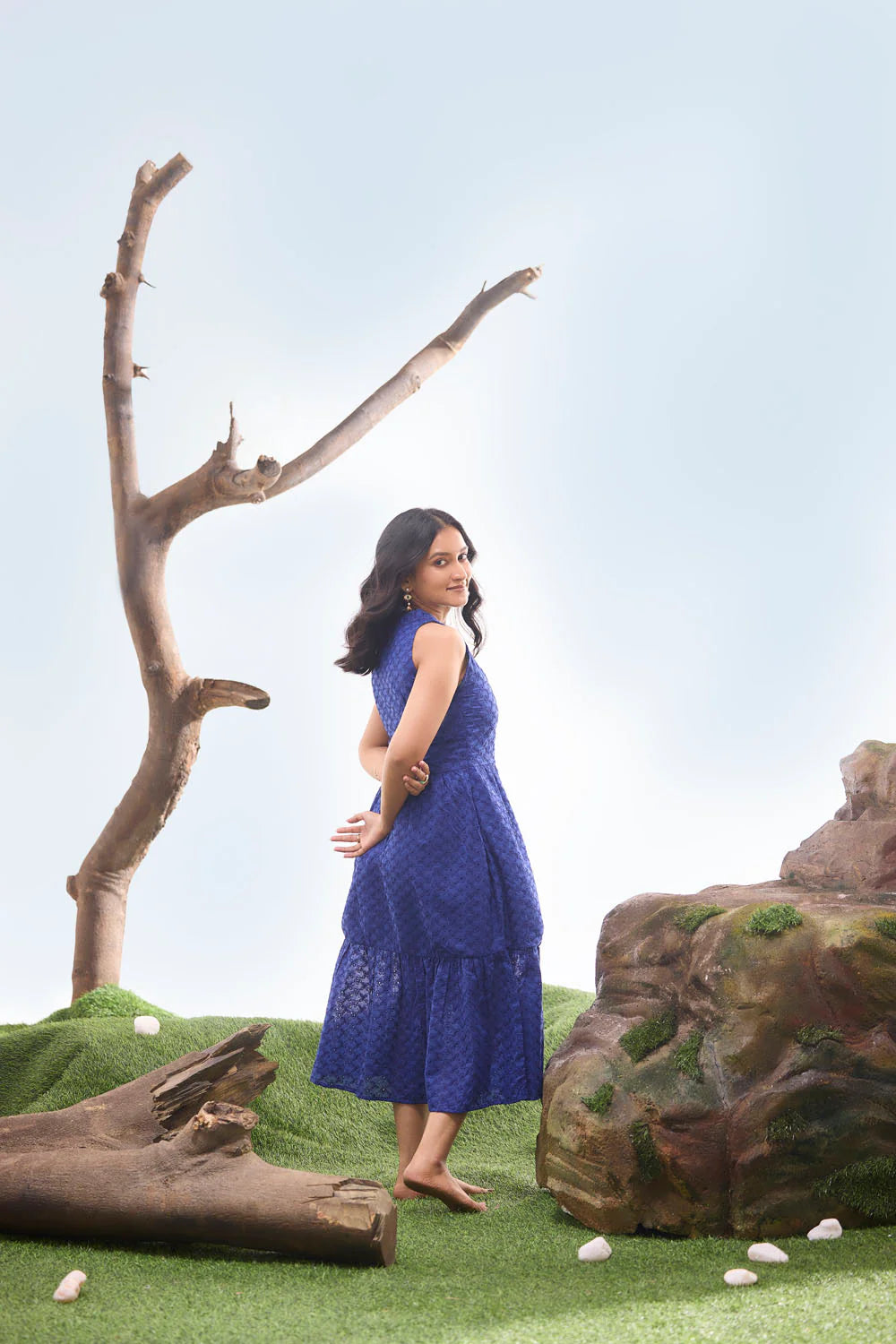 EILAA Lepis Blue Cutwork Dress