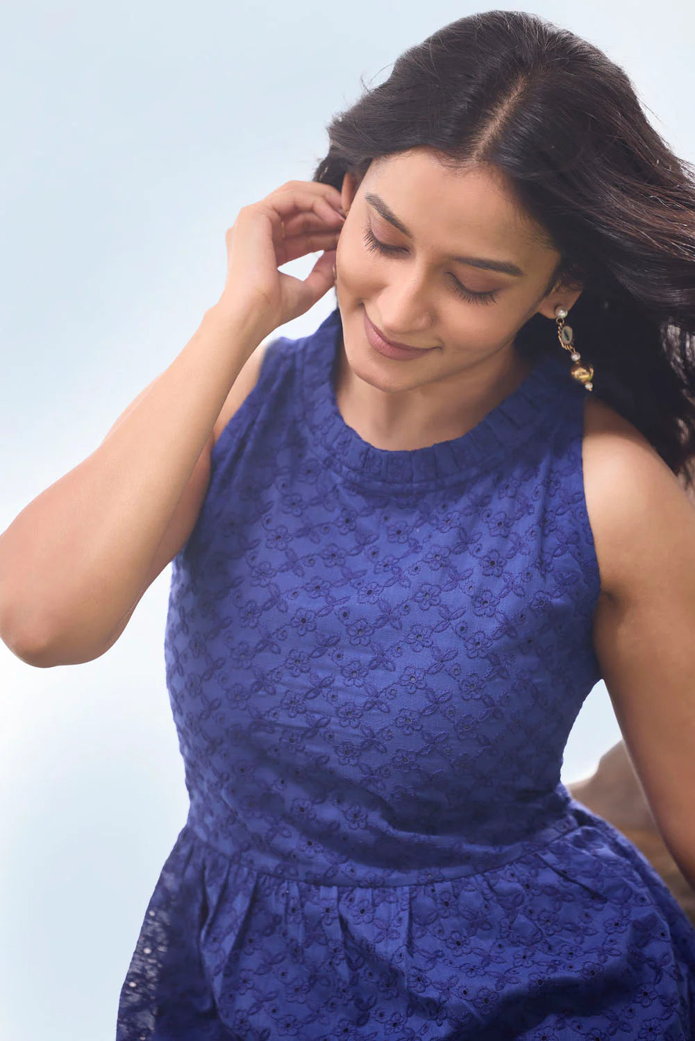 EILAA Lepis Blue Cutwork Dress