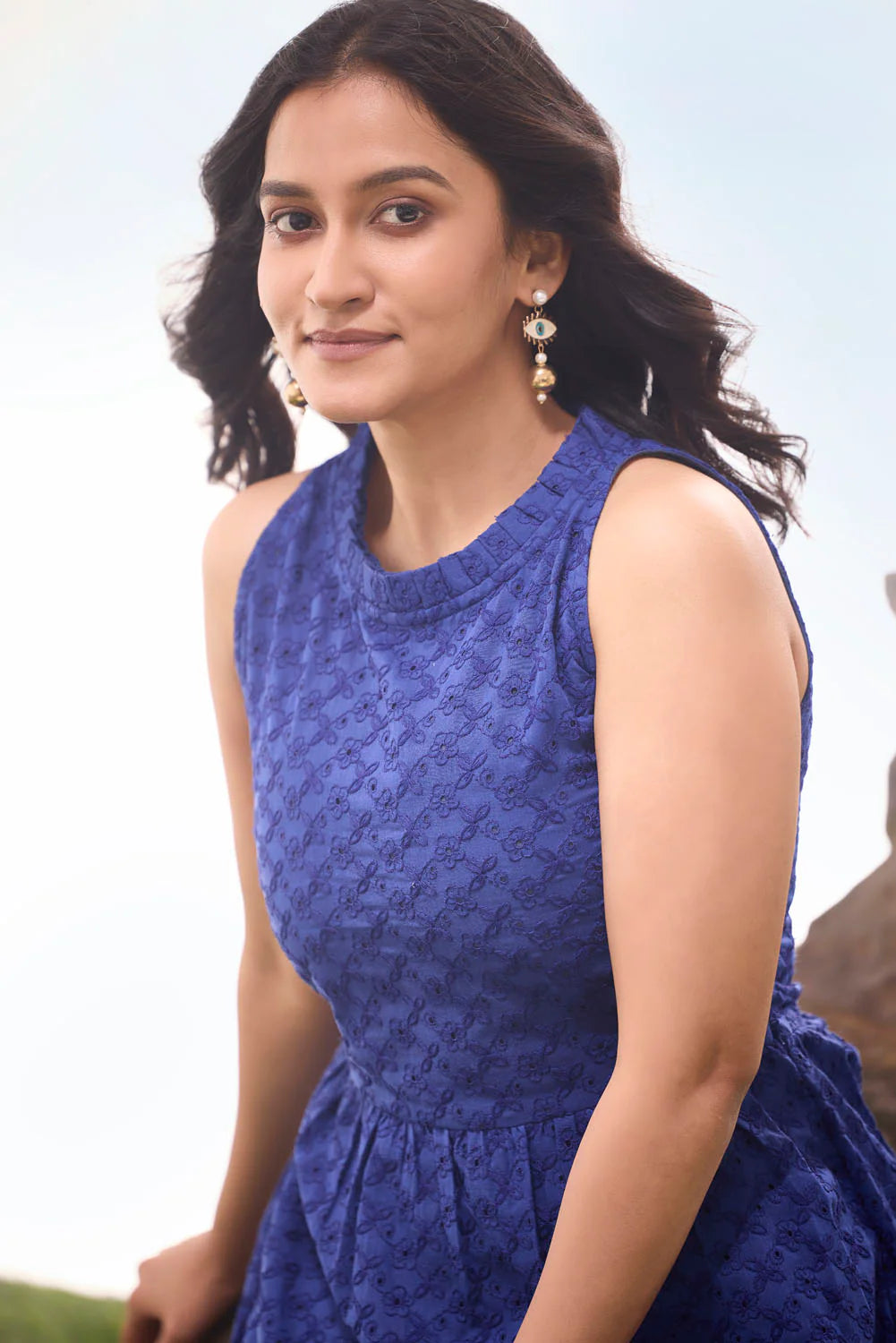 EILAA Lepis Blue Cutwork Dress