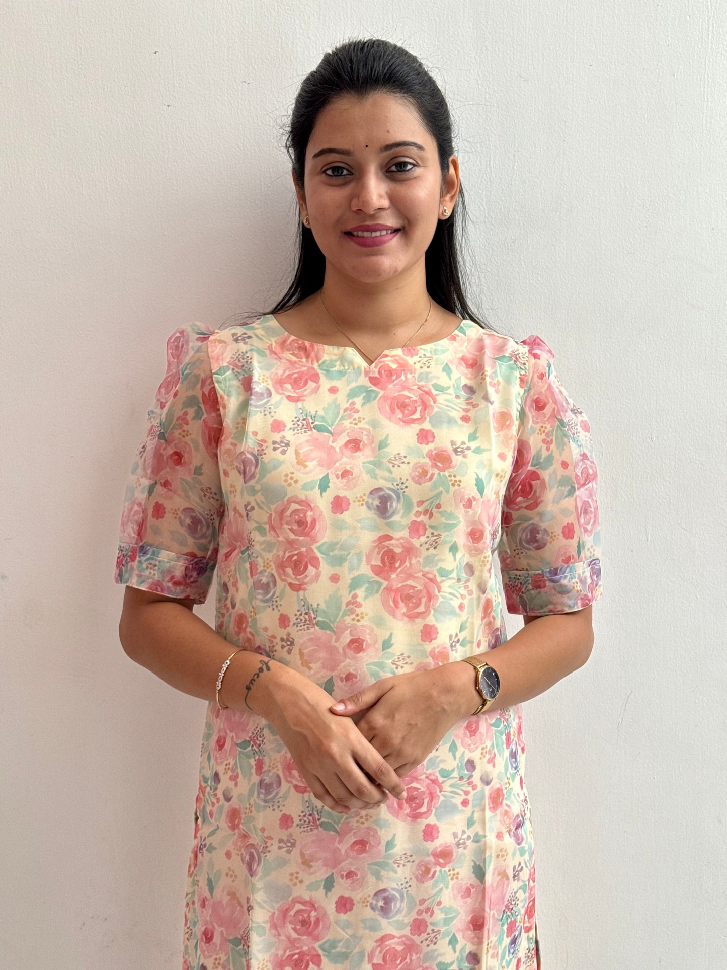 HUSH Organza Kurthi top Cream