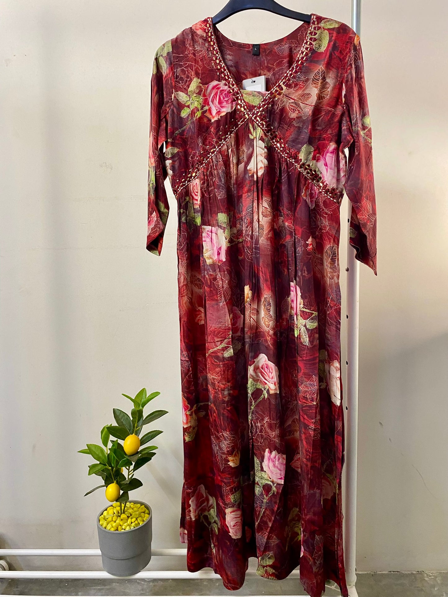 3005019ROYALMAROON - Womens KURTHI TOP