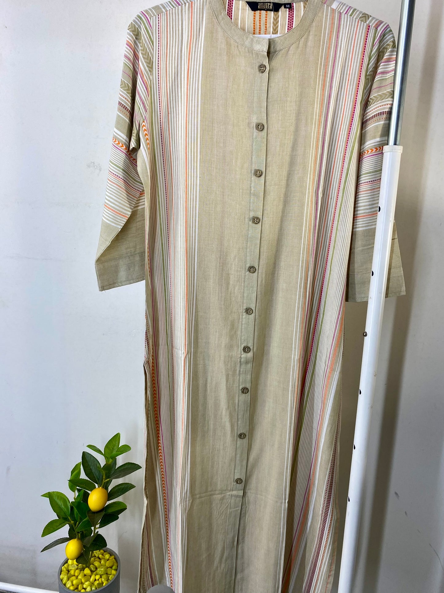 161671BEIGE2 - Womens KURTHI TOP
