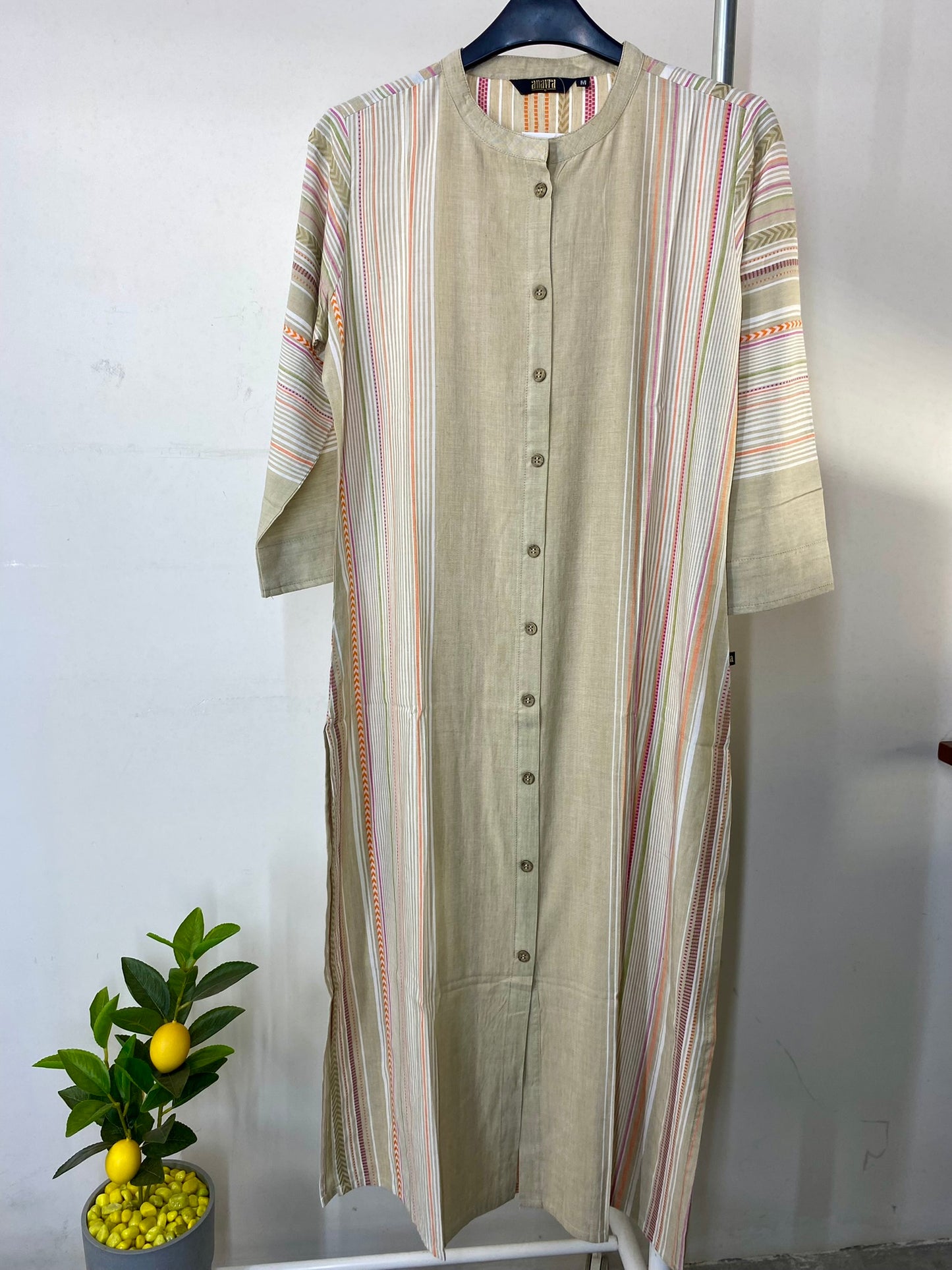 161671BEIGE2 - Womens KURTHI TOP