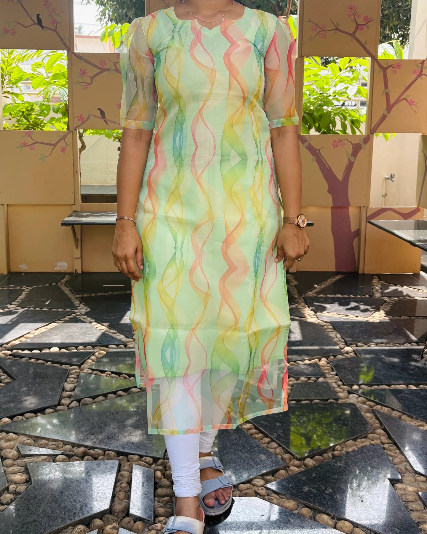 Eilaa - Light Green Organza Top