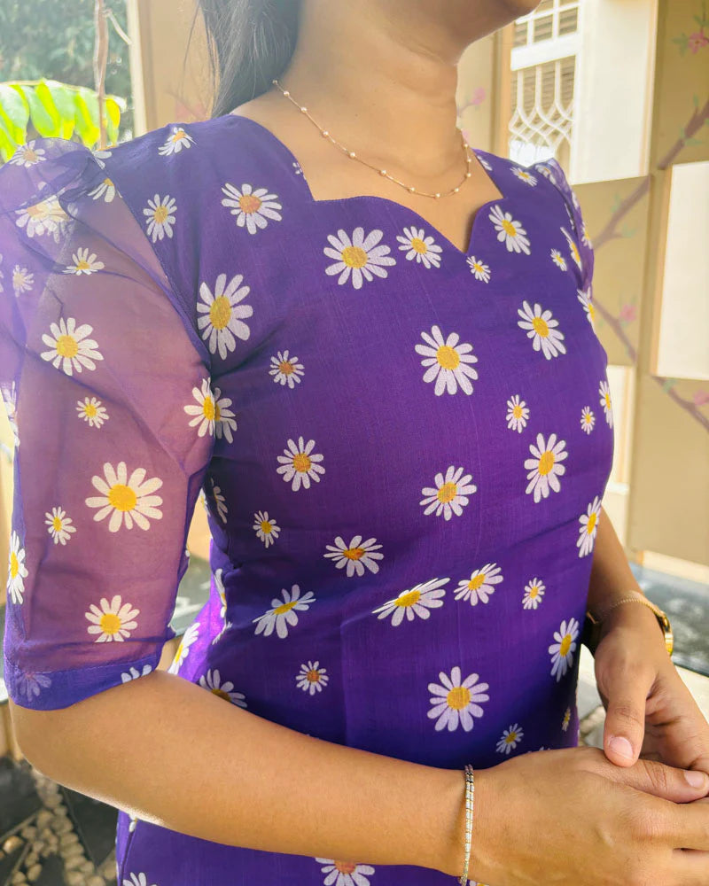 Eilaa - Purple Flower Organza Top