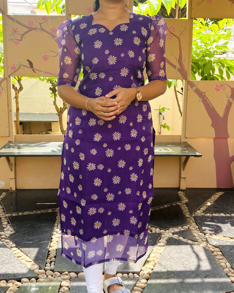 Eilaa - Purple Flower Organza Top