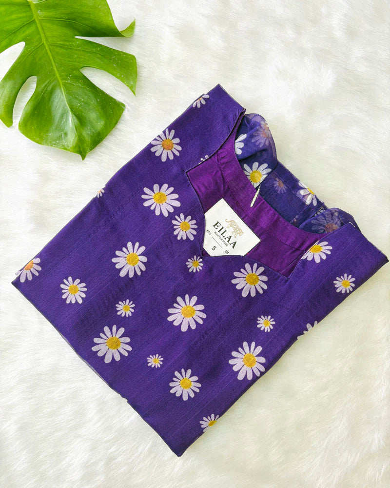 Eilaa - Purple Flower Organza Top