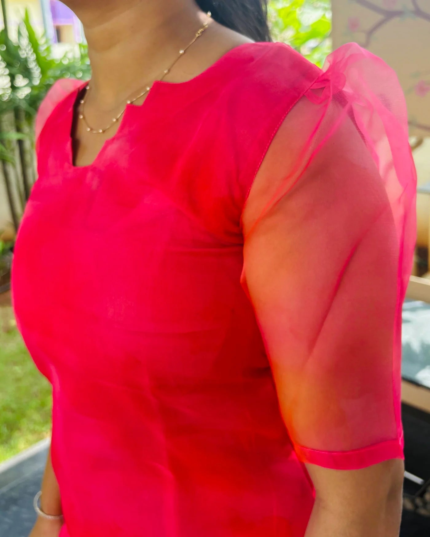 Eilaa - Plain Pink Organza Top