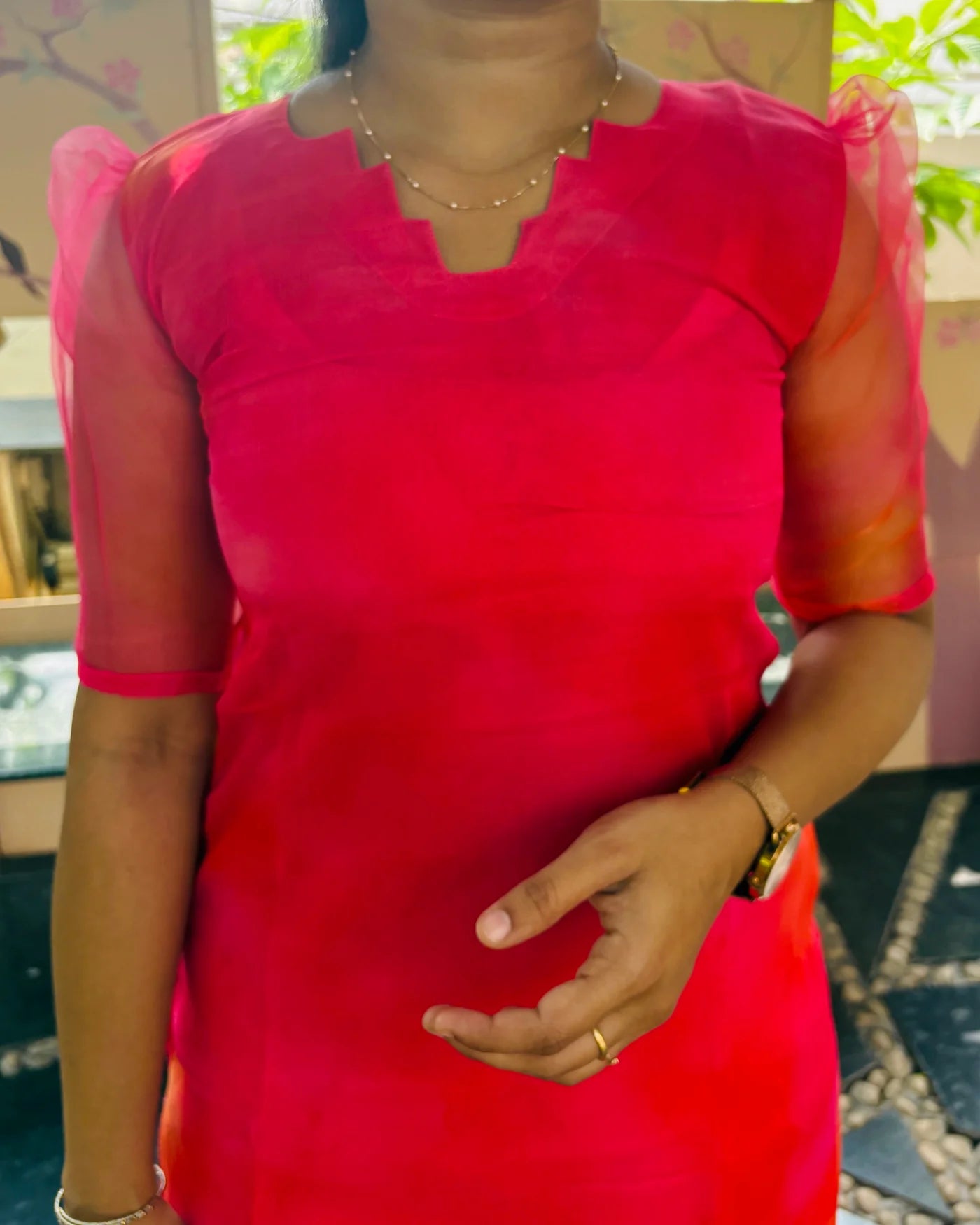 Eilaa - Plain Pink Organza Top