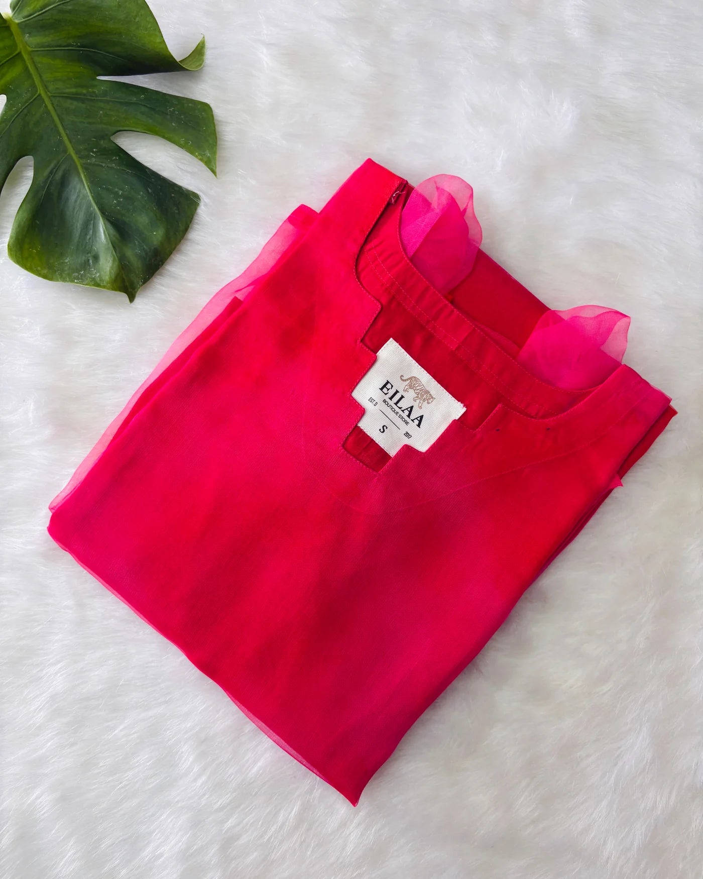 Eilaa - Plain Pink Organza Top