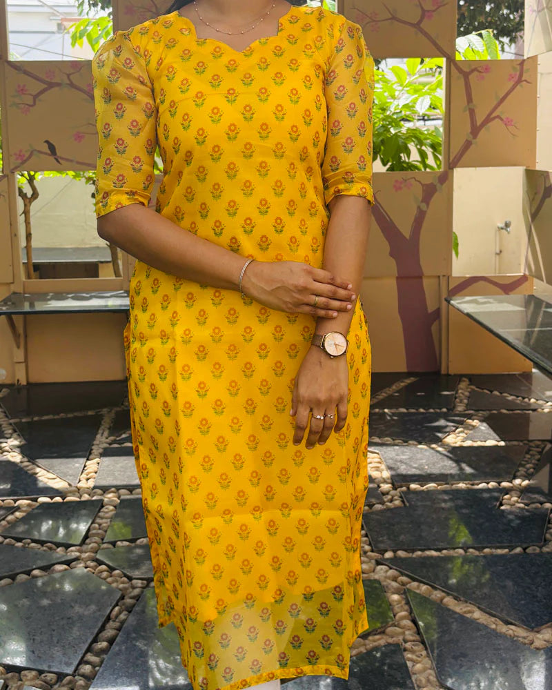 Eilaa - Yellow Charm Organza Top