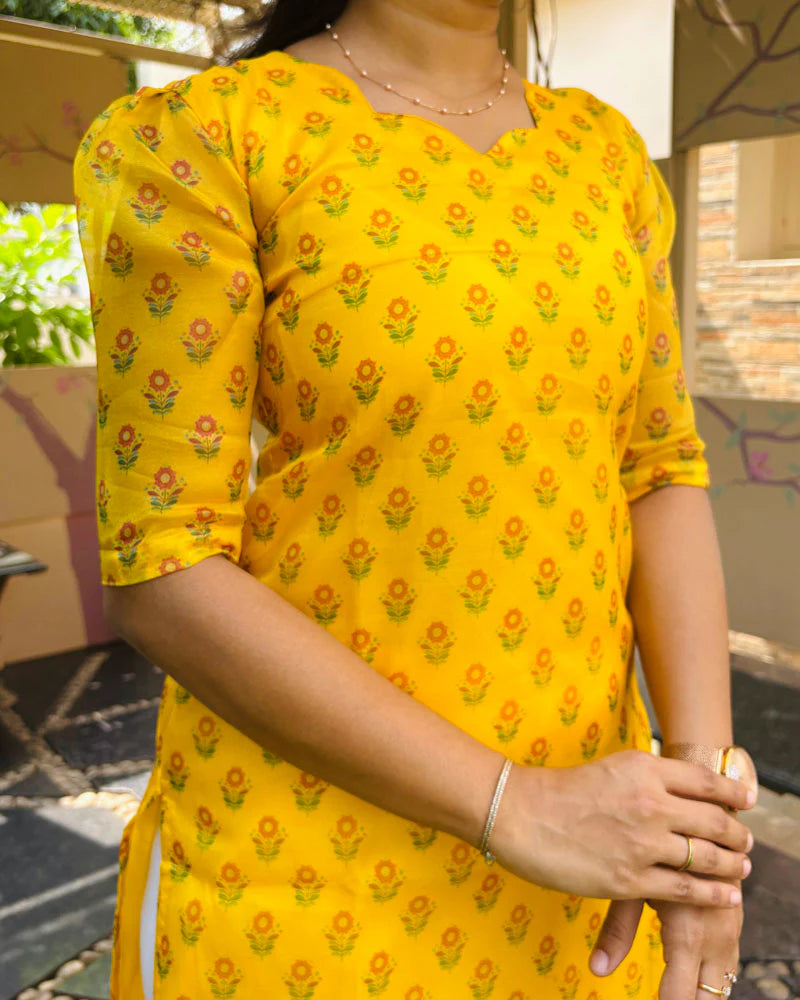 Eilaa - Yellow Charm Organza Top