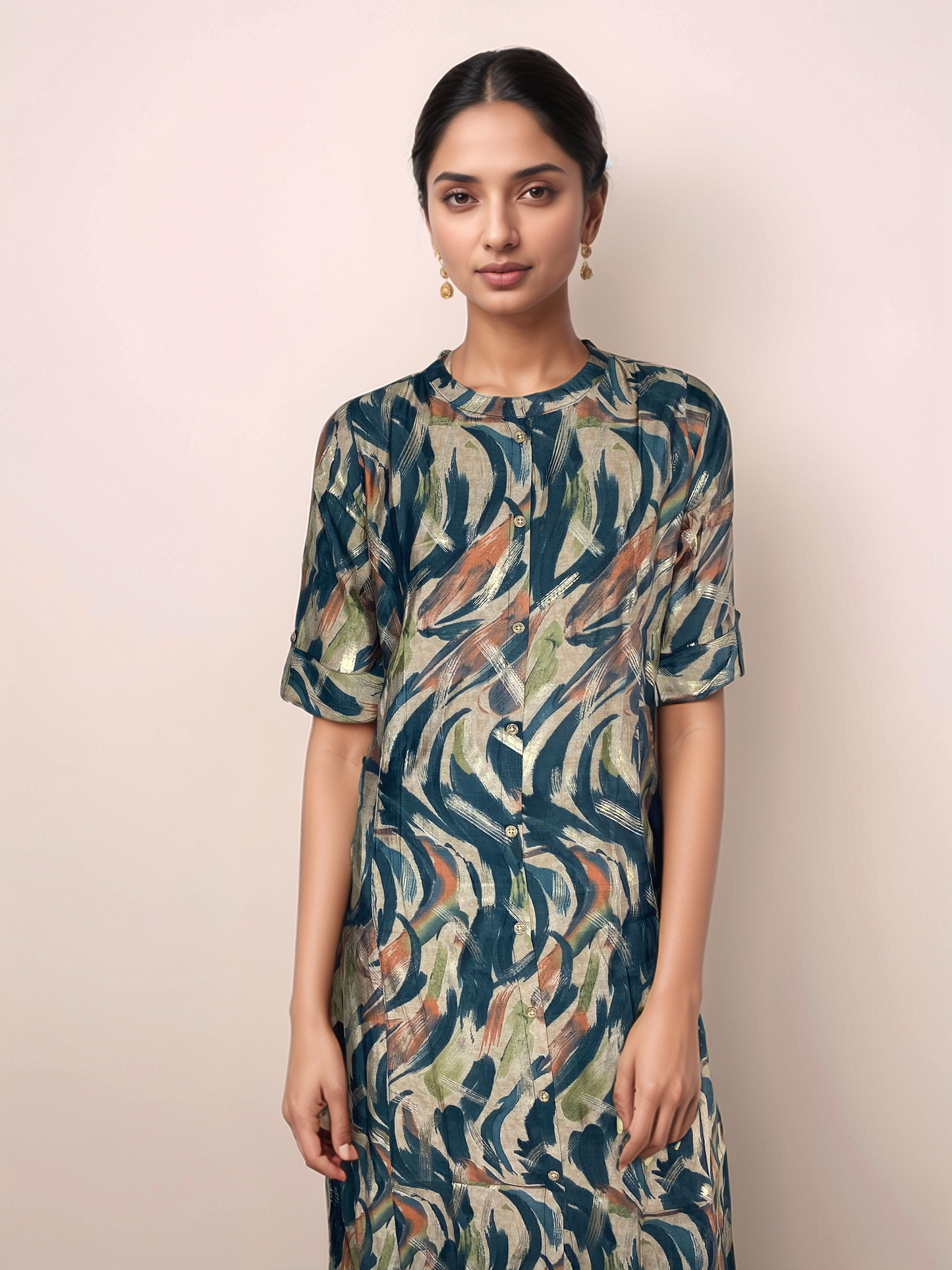 Womens Dark Green Princess Cut Top S - 170321DarkGreen