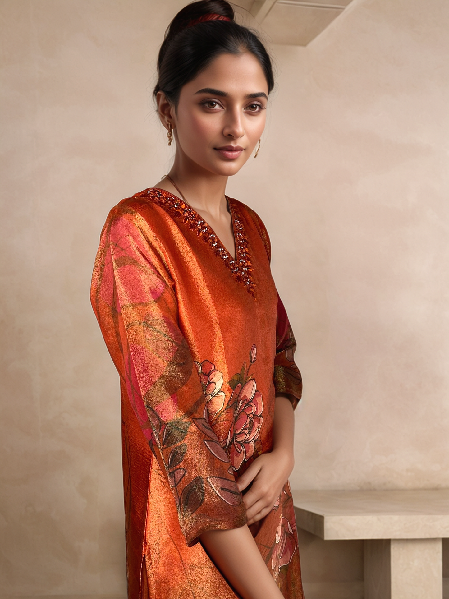 Womens Orange Straight Cut Top - 3005105Orange