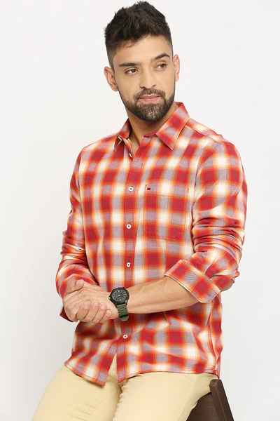 BASICS Mens RED SLIM SHIRT 23BSH51735 HS