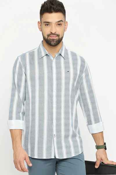 BASICS Mens BLUE SLIM SHIRT 23BSH51814 LS