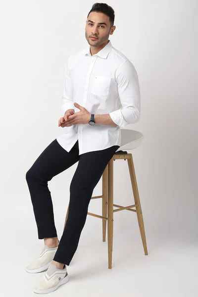 BASICS Mens NAVY TAPERED TROUSER 23BTR50295 FF