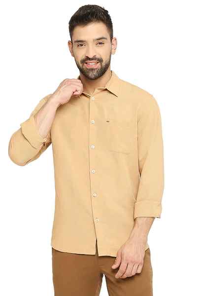 BASICS Mens LIGHT BROWN SLIM SHIRT 23BSH51480 HS