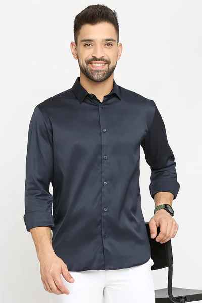 BASICS Mens NAVY SLIM SHIRT 23BSH51715 LS