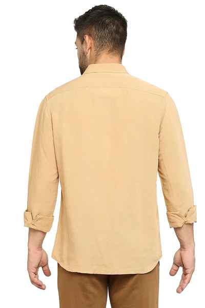 BASICS Mens LIGHT BROWN SLIM SHIRT 23BSH51480 HS