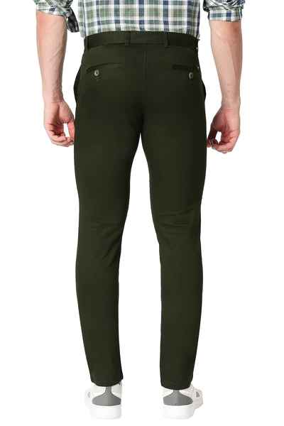 BASICS Mens OLIVE TAPERED TROUSER 22BTR51026 FLATFRONT