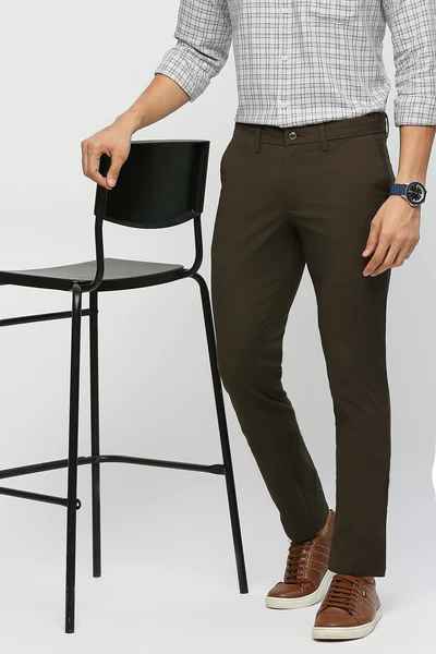 BASICS Mens BROWN TAPERED TROUSER 23BTR51628 FF