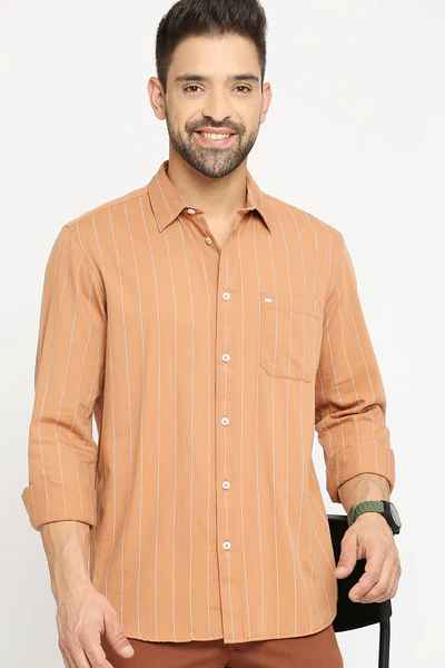 BASICS Mens ORANGE SLIM SHIRT 23BSH51642 LS