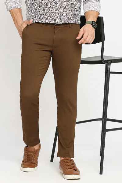 BASICS Mens MID BROWN TAPERED TROUSER 23BTR51616 FF