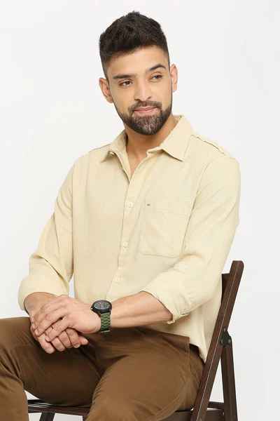 BASICS Mens BEIGE SLIM SHIRT 23BSH51524 HS