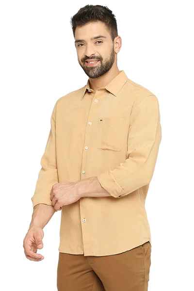 BASICS Mens LIGHT BROWN SLIM SHIRT 23BSH51480 HS