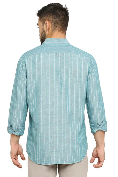 BASICS Mens MID GREEN SLIM SHIRT 23BSH51925 LS