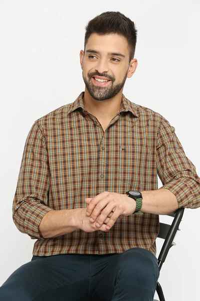 BASICS Mens GREEN SLIM SHIRT 23BSH51488 HS