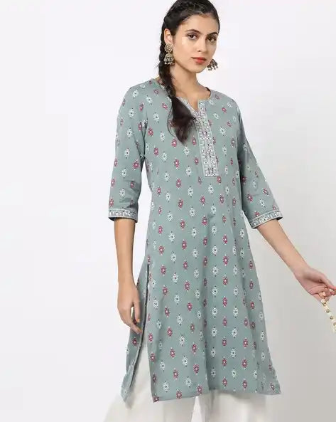 WOMENS KURTHI GREY BLUE