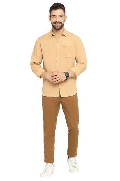 BASICS Mens LIGHT BROWN SLIM SHIRT 23BSH51480 HS