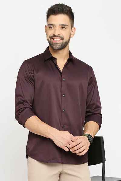 BASICS Mens PURPLE SLIM SHIRT 23BSH51716 LS