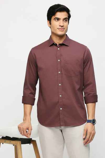 BASICS Mens MID BROWN SLIM SHIRT 23BSH51765 LS