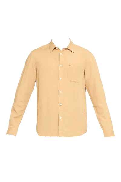 BASICS Mens LIGHT BROWN SLIM SHIRT 23BSH51480 HS