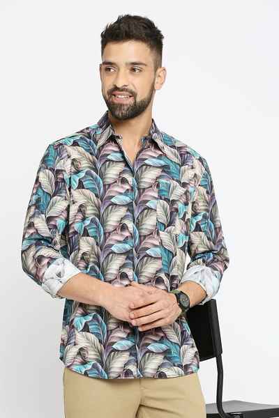 BASICS Mens BROWN SLIM SHIRT 23BSH51886 LS