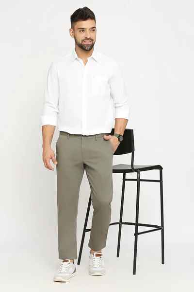 BASICS Mens LIGHT GREEN TAPERED TROUSER 23BTR51559 FF
