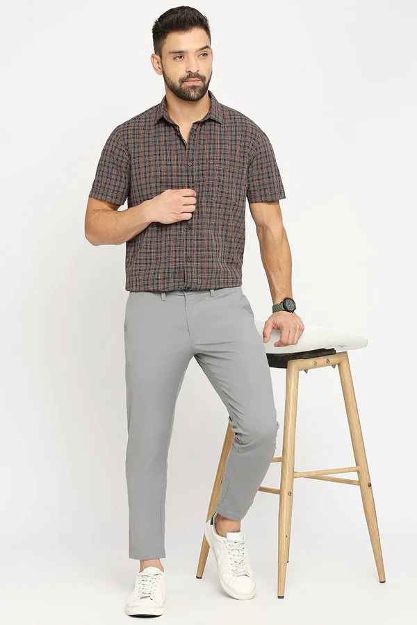 BASICS Mens MID GREY TAPERED TROUSER 23BTR51626 FF