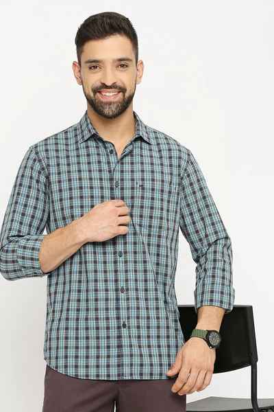 BASICS Mens BLUE SLIM SHIRT 23BSH51489 LS