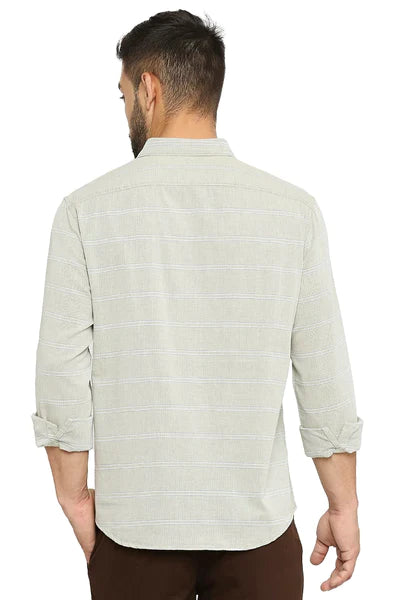 BASICS Mens OLIVE SLIM SHIRT 23BSH51640 LS