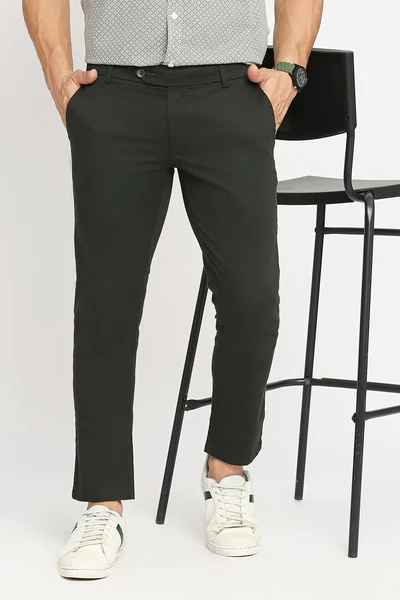 BASICS Mens DARK GREEN TAPERED TROUSER 23BTR51877 FF