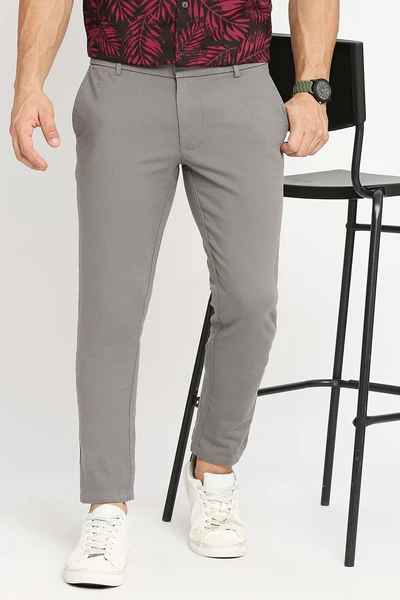 BASICS Mens DARK GREY TAPERED TROUSER 23BTR51654 FLATFRONT