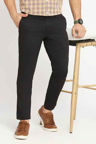 BASICS Mens BLACK TAPERED TROUSER 23BTR51878 FF