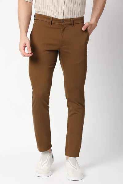 BASICS Mens BROWN TAPERED TROUSER 23BTR50302 FF