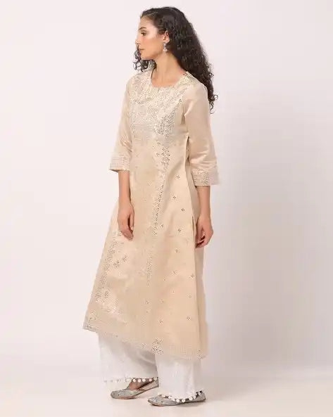 WOMENS KURTHI SILVER GOLD