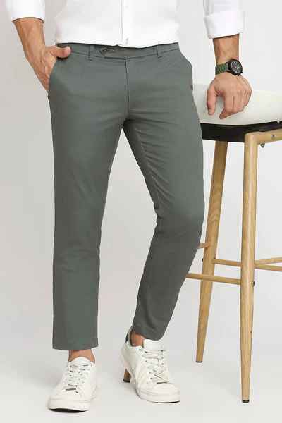 BASICS Mens MID GREEN TAPERED TROUSER 23BTR51876 FF