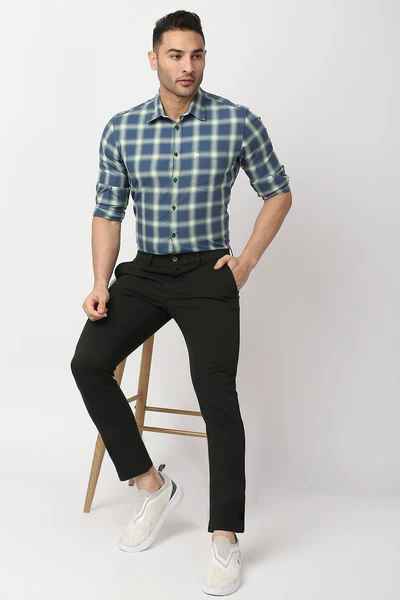 BASICS Mens DARK GREEN TAPERED TROUSER 23BTR50294 FF