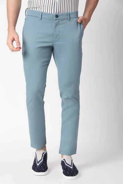 BASICS Mens MID BLUE TAPERED TROUSER 23BTR50172 FF